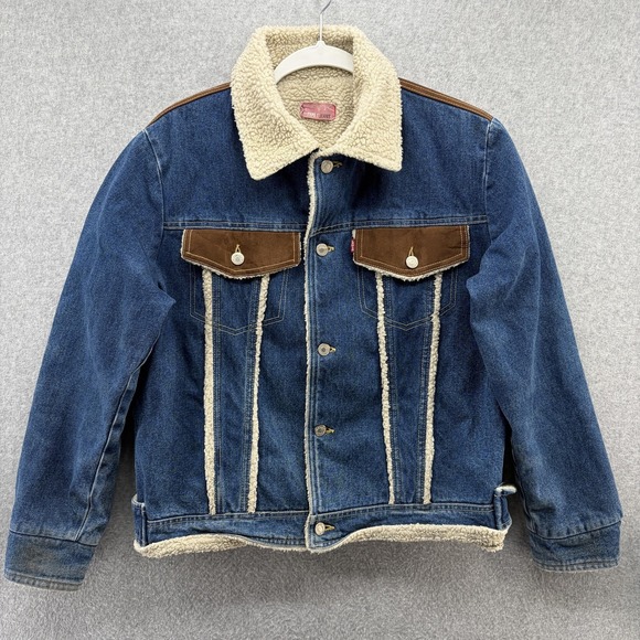 Levi's Type 1 Jeans Yuji Itadori Anime Jacket Mens Large Blue Sherpa Denim - Picture 2 of 11